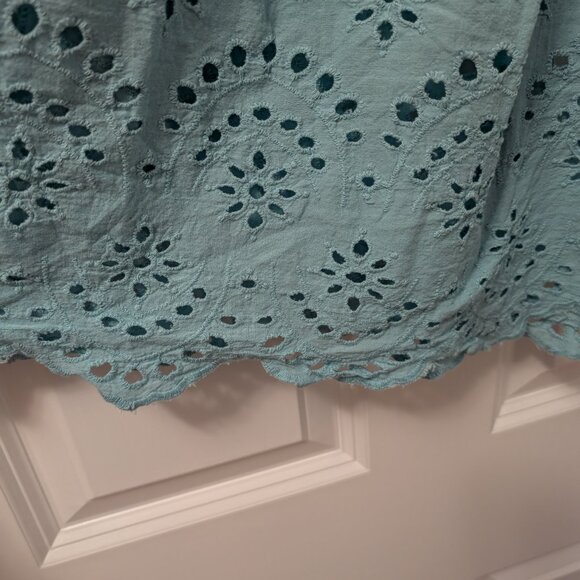 Women's Teal Eyelet Cynthia Rowley Blouse Large - Picture 7 of 8
